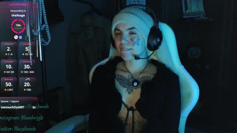 Snapshot of bluedweeb chatting on 02.21.25 Blue online show from 02.21.25