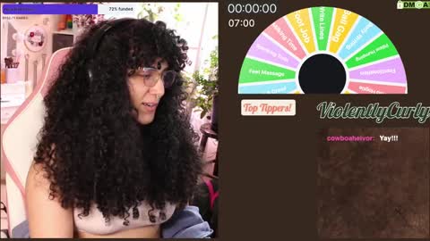 Snapshot of violentlycurly chatting on 01.05.25 Curly the Coin Operated Toy online show from 01.05.25