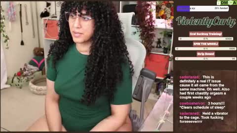 Snapshot of violentlycurly chatting on 10.21.25 Curly the Coin Operated Toy online show from 10.21.25